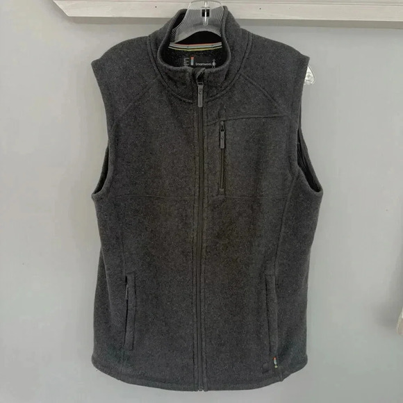 Smartwool Men’s Echo Lake Vest Size M Gray Wool Blend Full Zip Hiking Trail - Picture 1 of 8